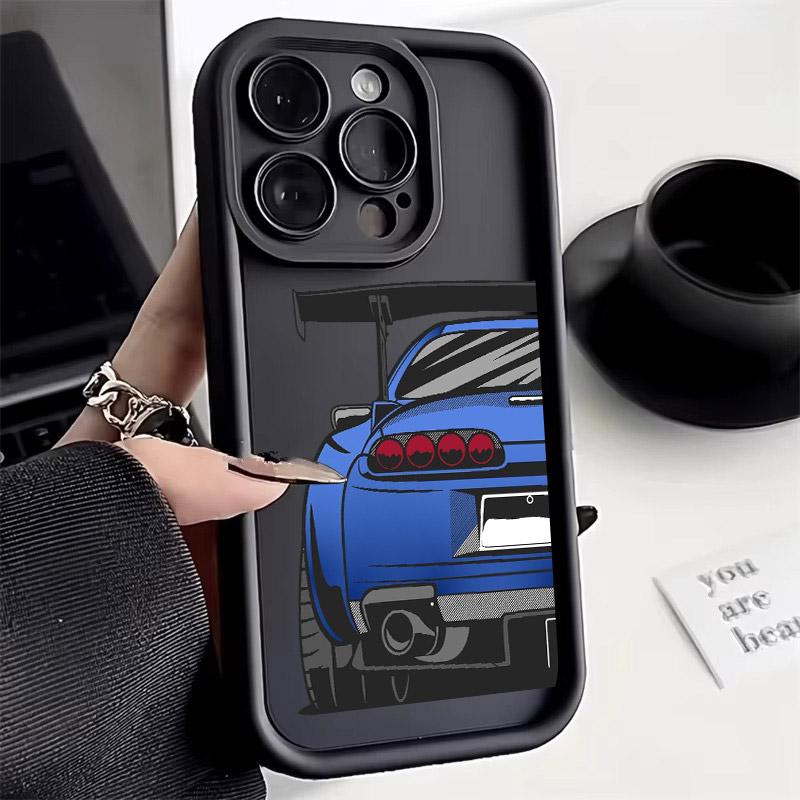 Cartoon Tokyo JDM Male Car Soft TPU Case For iPhone 16 15 11 13 14 12 Pro Max 15 Plus Mini 16Pro Shockproof Silicone Phone Cover