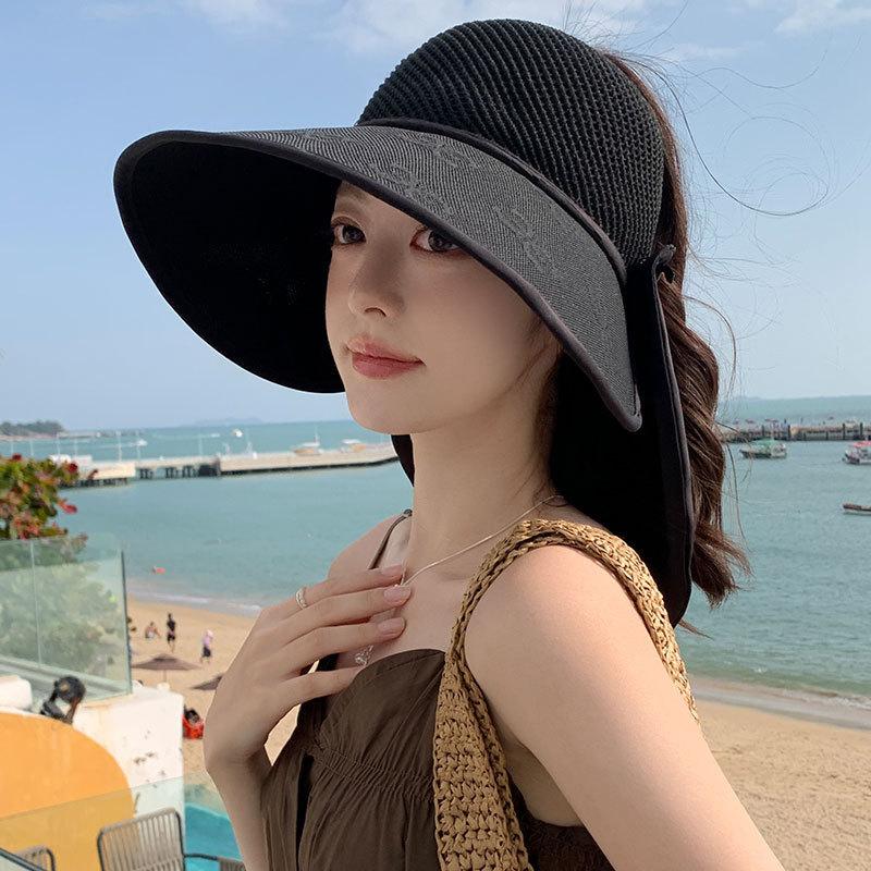 

New large brim sun protection sun hat summer UV protection shawl empty top hat storage bag sun hat Average size 55--59 head circumference