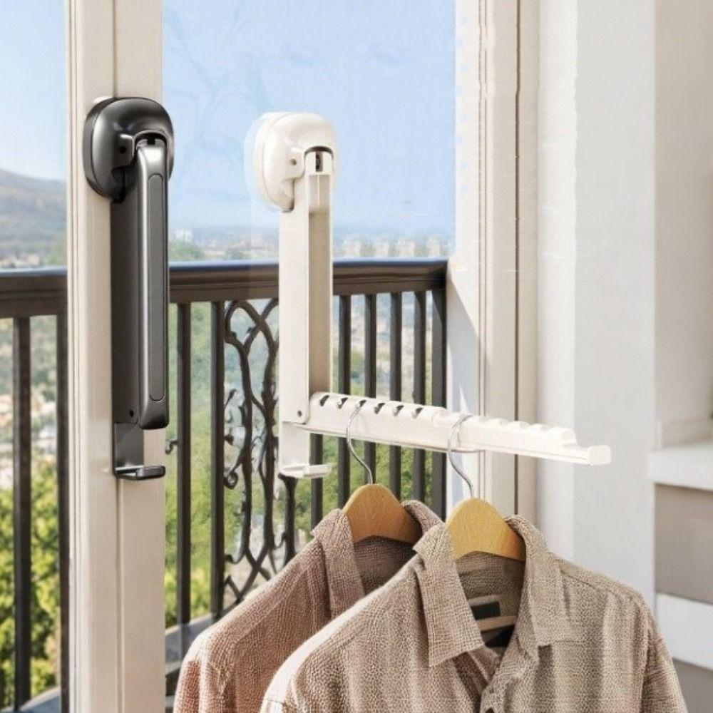 2 Pieces No-drill Installation Suction Cup Clothes Hanger Wall Mounted Laundry Rack  Bedroom