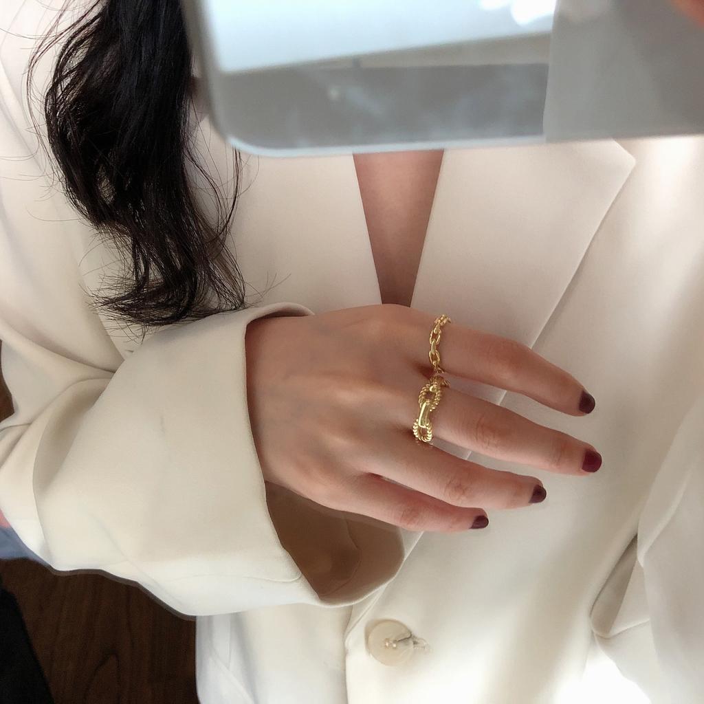 Fashion Ladies Finger Ring Chain Shape Accessory Everyday Wear Adjustable Gift