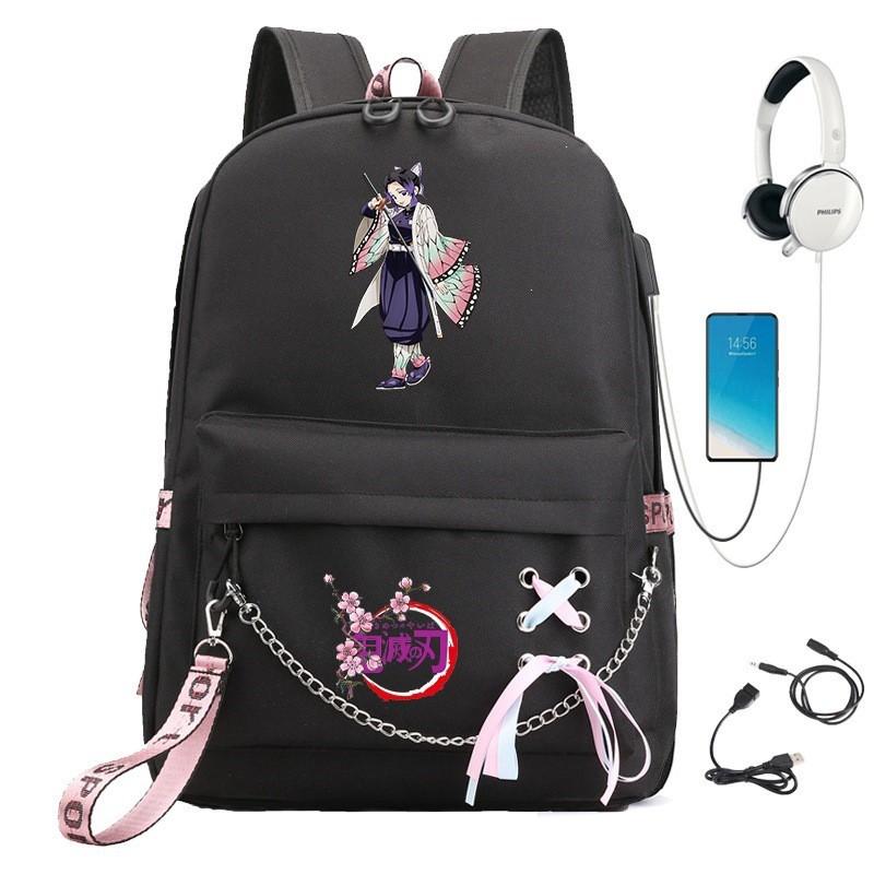 Anime Cosplay School Backpack With Chain Strap Teens - Lightweight Waterproof Canvas Rucksack High Students