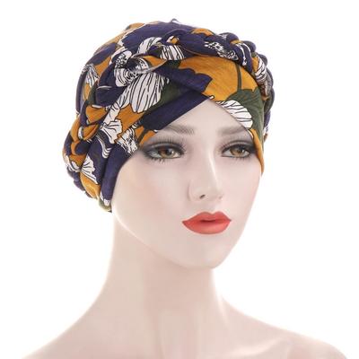 Tie-Dye Seide Floral Geflochtenes Kopftuch Hut - Kurzer Flechtstil, Auf Lager