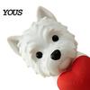 Office Desk Pet Decor 3D Printed West Highland Terrier Figurine, Cute Dog Statue Holding Red Heart, Small Sculpture Car Dashboard Decor,