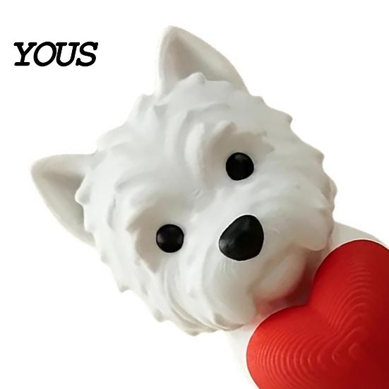Office Desk Pet Decor 3D Printed West Highland Terrier Figurine, Cute Dog Statue Holding Red Heart, Small Sculpture Car Dashboard Decor,
