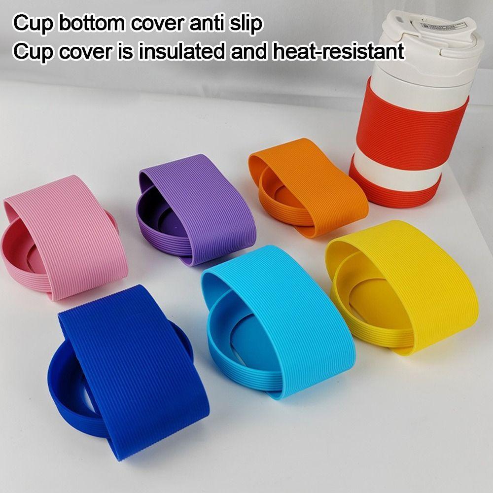 Stripe Cup Sleeve Set Silicone Cup Bottom Cover New Heat Resistant Protective Sleeve