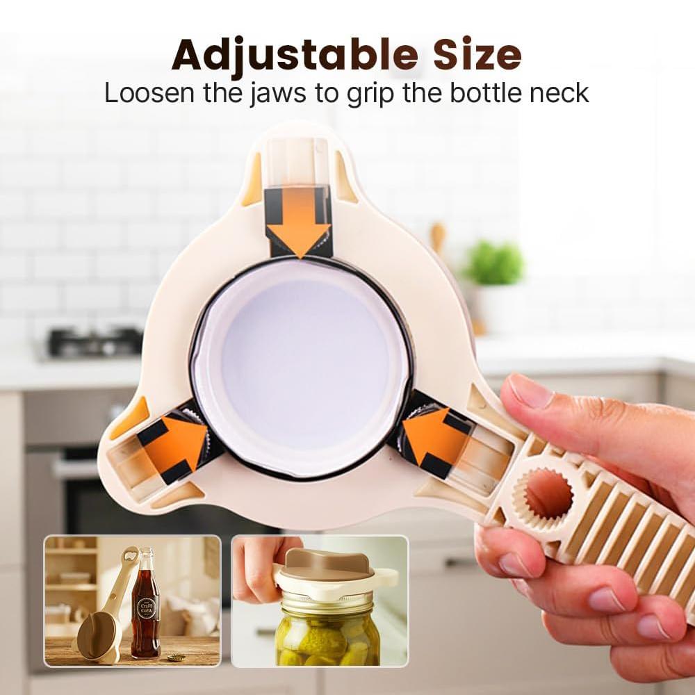 4-in-1 Jar Opener Adjustable Stainless Steel Lid Remover for Seniors or Teen
