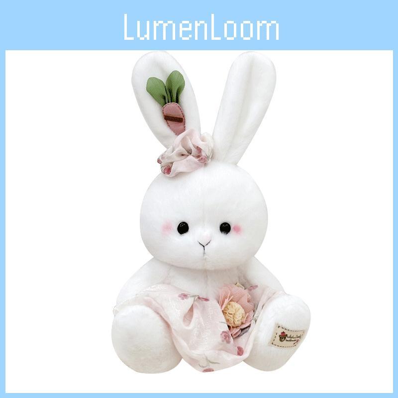 Plush Toy Rabbit With Pink Dress Soft Rabbit Stuffed Animal For Gift Kids