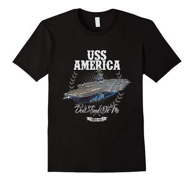 USS CV-66 America Aircraft Carrier T Shirt New 100% Cotton Short Sleeve O-Neck T-shirt Casual Mens Top - Men's Summer Cotton...