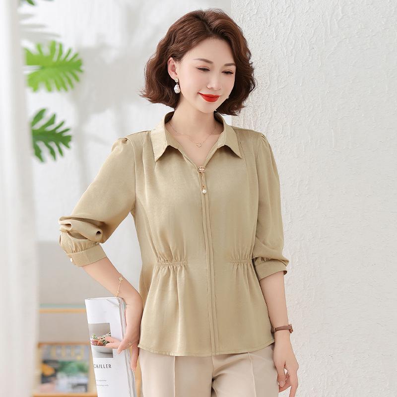 

Mom s 2026 Stylish Chiffon Cardigan - Mid-Sleeve for Young & Mature Women 5XL (145-160 lbs) світлого кольору хакі