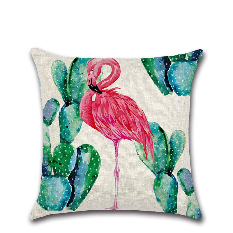 Luxurious Flamingo Tropical Monstera Cotton Linen Cushion Cover For Chic Living Spaces