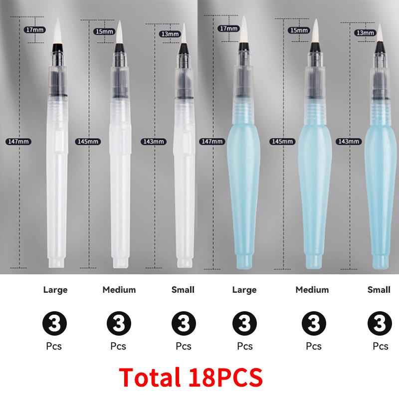 3/18pcs Refillable Water Color Brush Pen Set Artist Grade Watercolor Paint Brushes for DIY Art Calligraphy Painting & Lettering