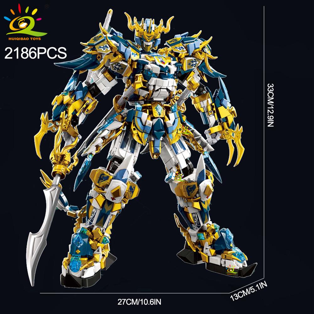 HUIQIBAO SunWuKong Războinic Mech Robot Blocuri de Construcție MOC Chinoiserie Figurina de Acțiune Cărămidă Copii Oraș Construcție Jucărie de Expoziție