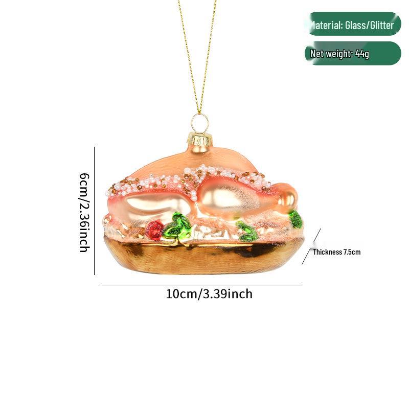 Kreative japanische Lebensmittel- und Pizza-Glasornamente für den Weihnachtsbaum und Einkaufszentren-Dekorationen