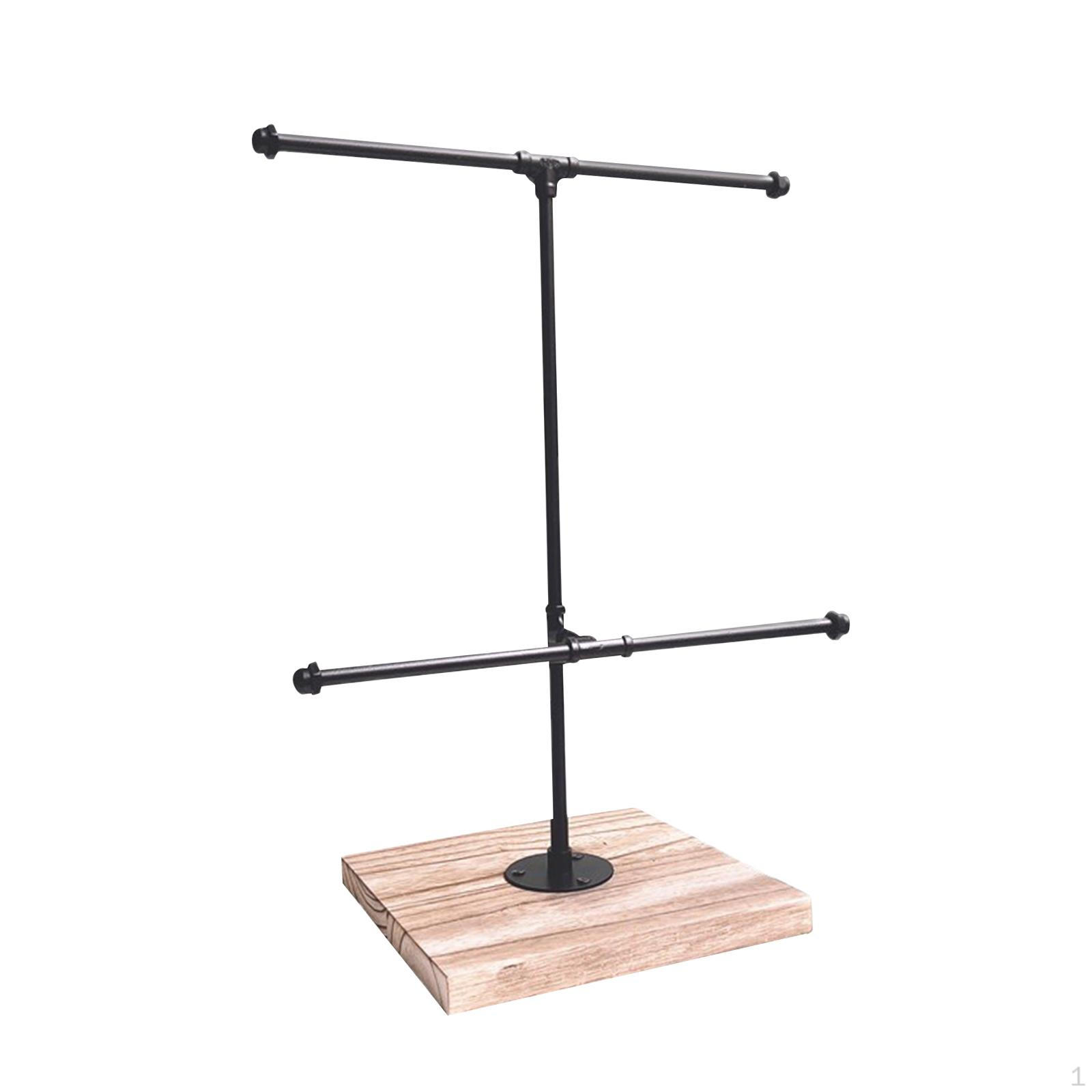 

Jewelry Stand 2 Tier T Bar Bangle Watch Necklace Bracelet Holder Showcase Organizer for Light Wood Grain