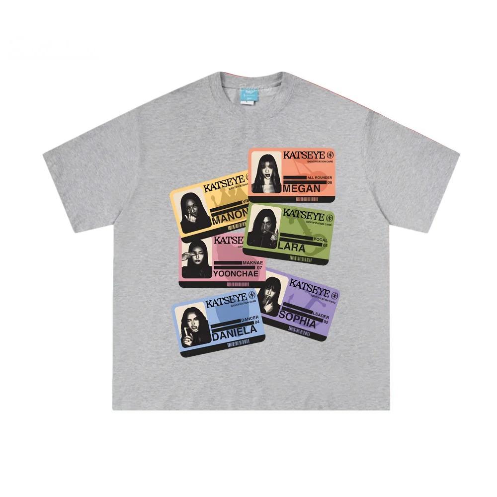 Girl Group KATSEYE Member Identification Card Style Poster Graphic Print TShirt Men Women Summer Cotton Oneck Oversized NewTee