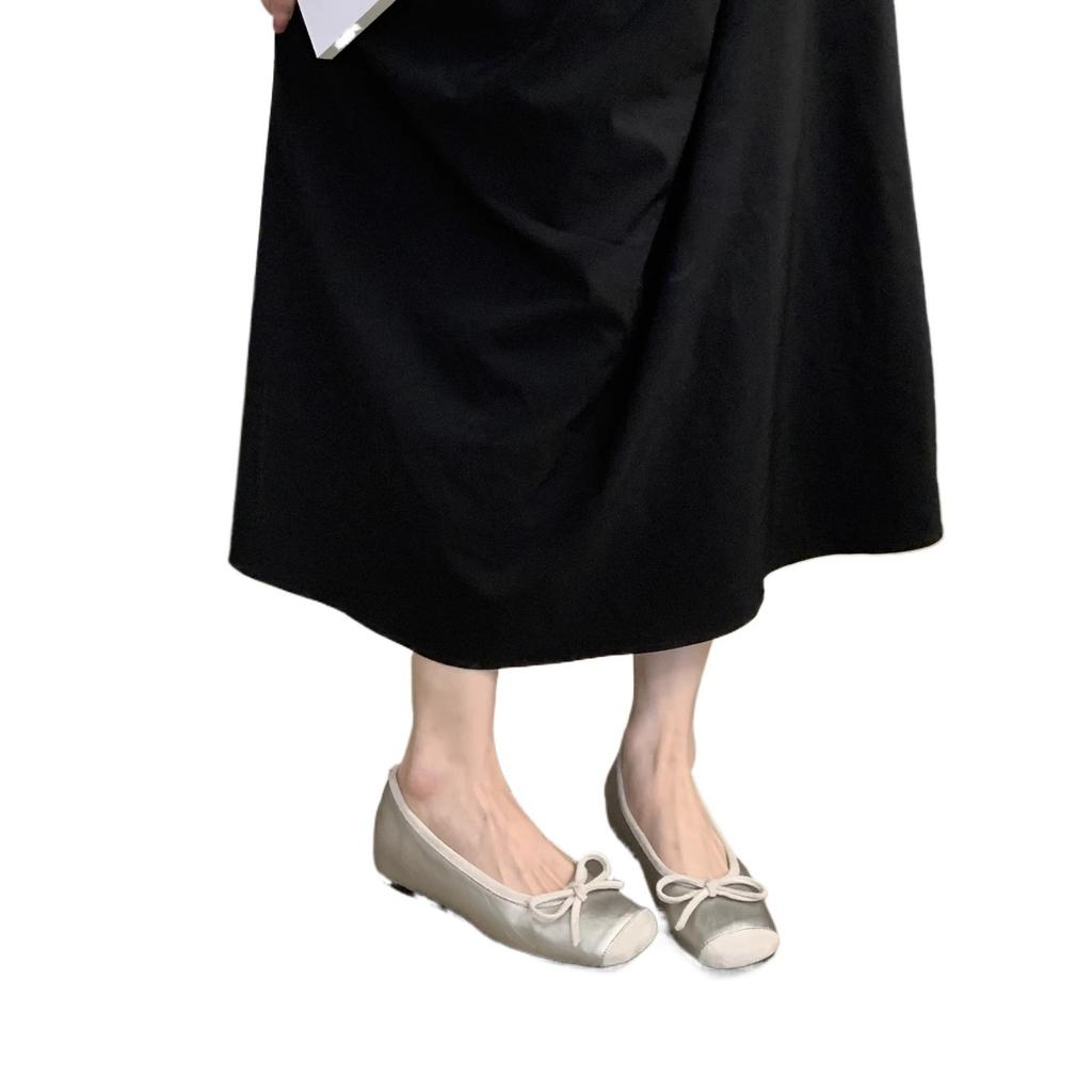 Inner height increase small silver single shoes women's shoes 2025 new spring and autumn platform French bow ballet evening shoes