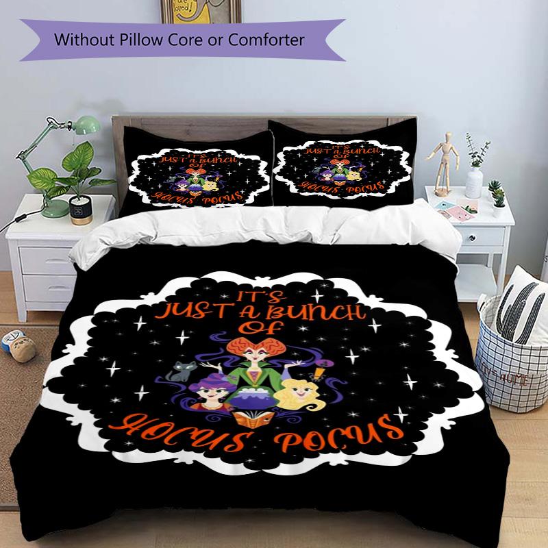 Hocus Pocus Halloween Magic Print 3Pcs Bedding Setduvet Cover With 2 Bedropillowcase Home Birthday Gift
