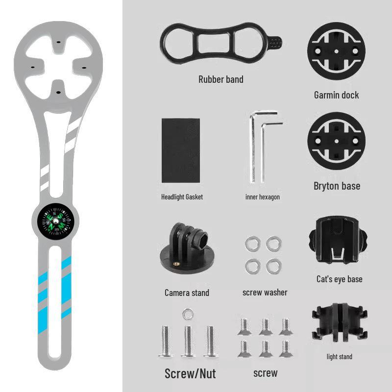 Adjustable Aluminum Bike Computer & Light Mount with Compass for Road Cycling