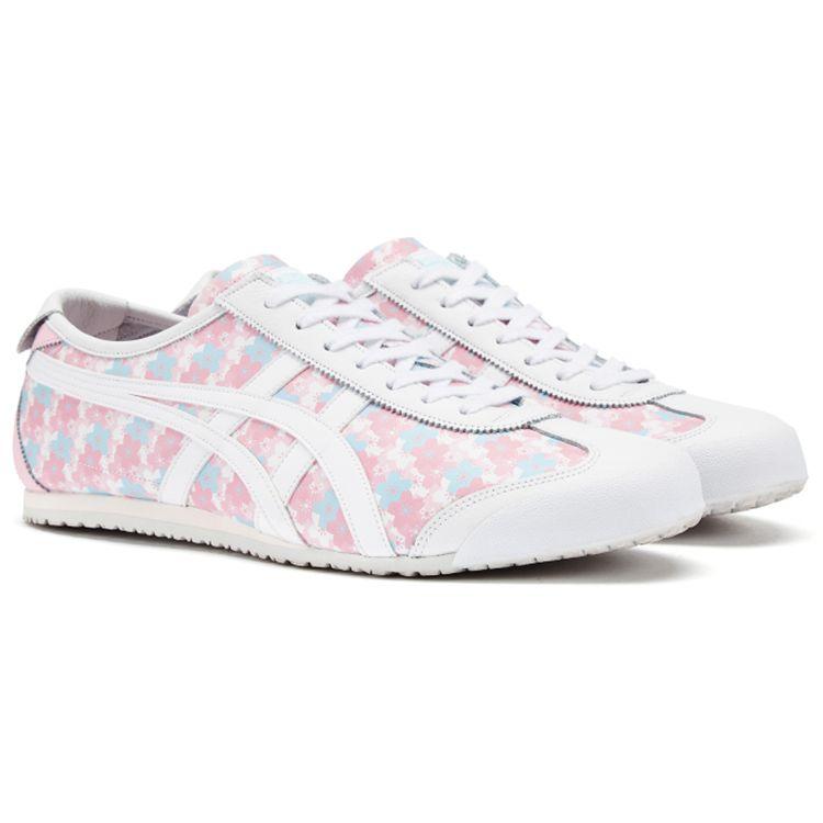 ONITSUKA TIGER Mexico 66 Fashion Print Leather Low-Top Casual City Commuting Running Shoes Unisex Sneakers White Pink Blue 1183B949-100