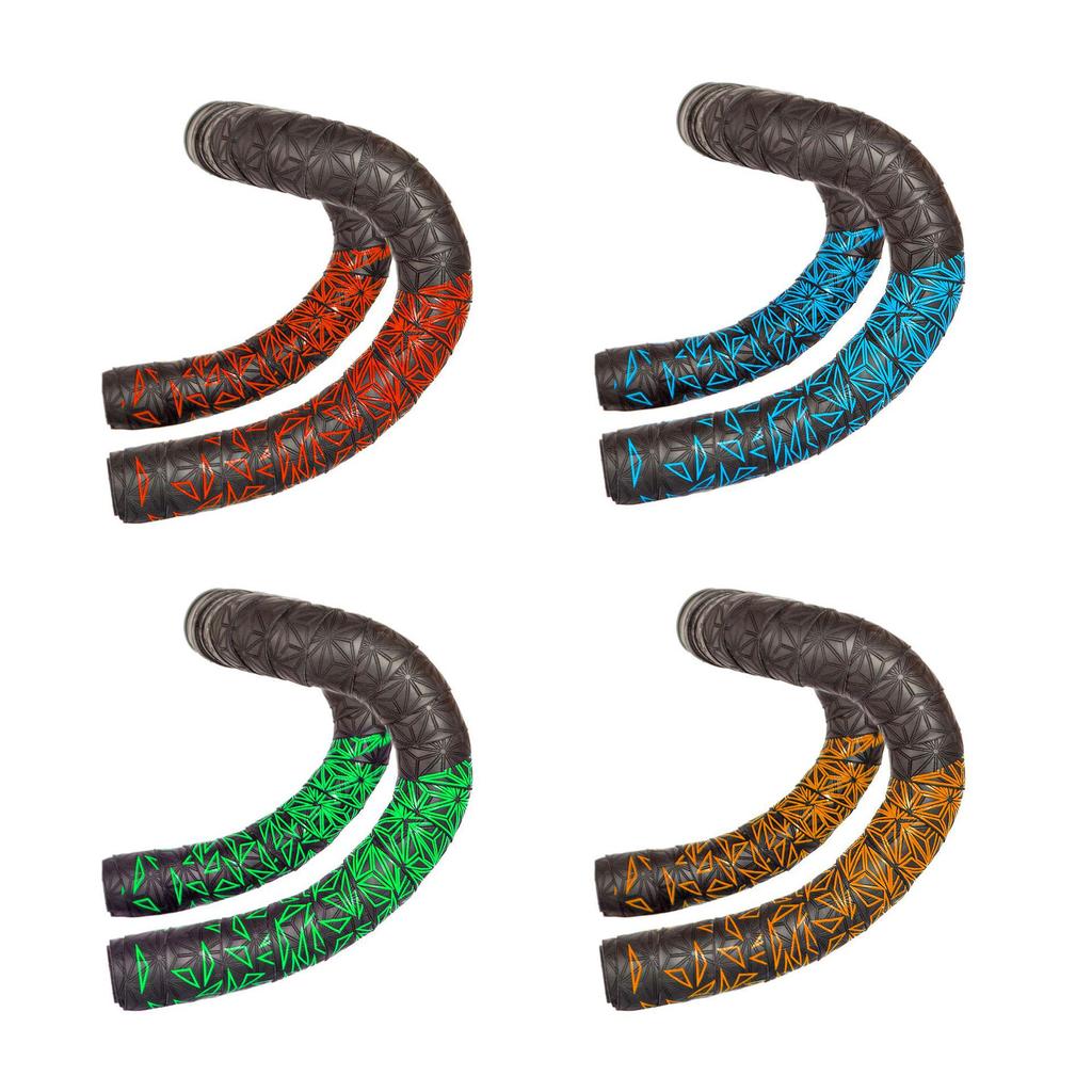 Chrysanthemum Pattern Shock-Absorbing Gradient Bicycle Handlebar Tape - Breathable, Two-Tone, Wear-Resistant PU for Road Bikes.