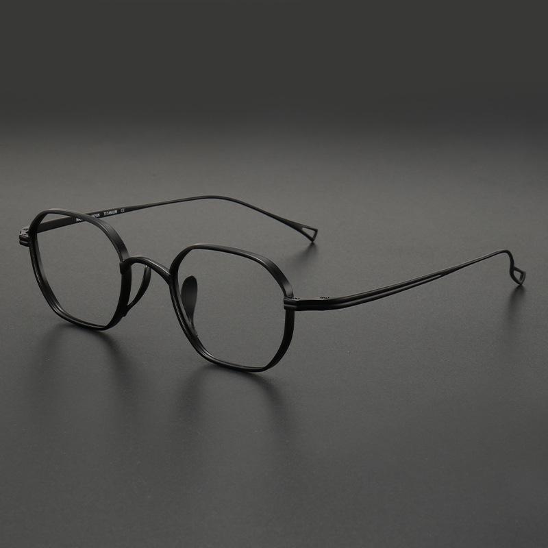 Retro Pure Titanium Unisex Myopia Glasses Frame - High Prescription, Small Square Polygon Frame