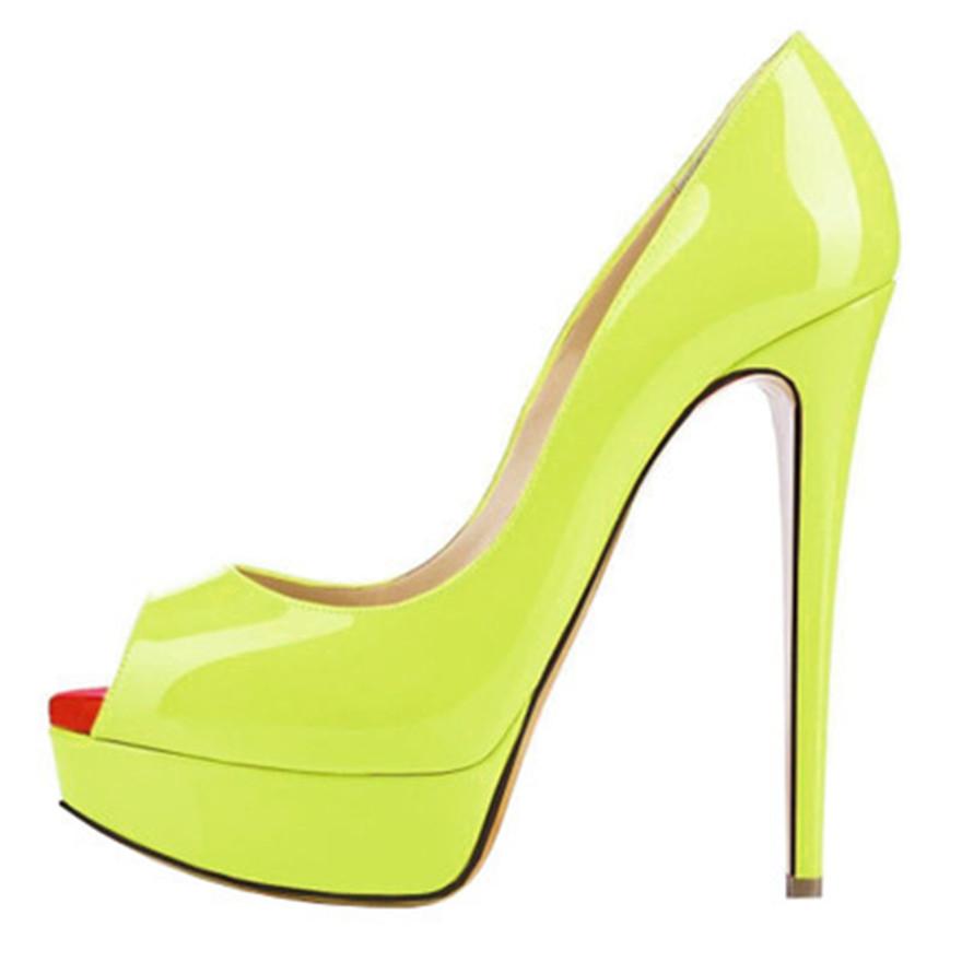 Buty Damskie Lakierowane Czarne Niebieskie Czerwone Szpilki Czółenka Ślubne Seksowne Platforma Damskie Z Odkrytymi Palcami Buty na Imprezę