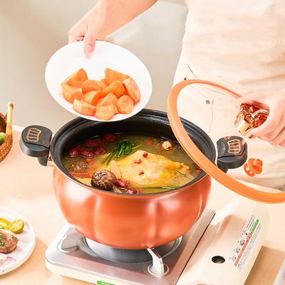8L Orange Pumpkin Micro Pressure Pot Two Ears Cooking Stockpot Household Non-stick Universal Steamer Saucepan