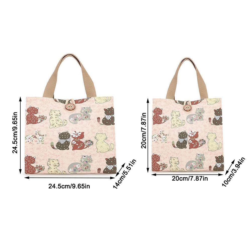 Cute Canvas Lunch Bag Large Capacity Waterproof Tote Bag Print Lunch Box Handbag for Women