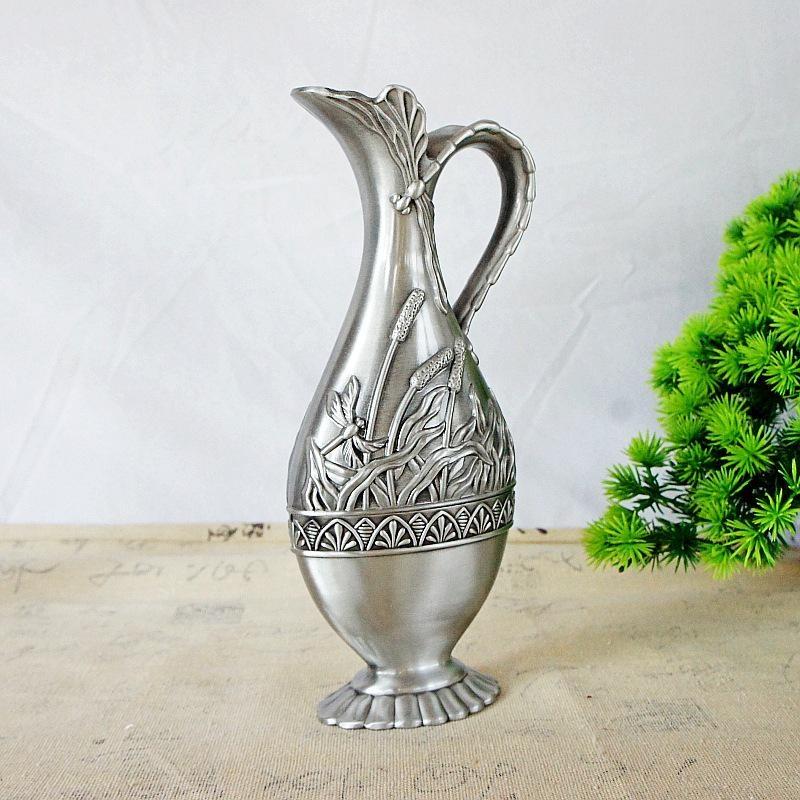 European Vintage Home Decoration Metal Vase Retro Art Craft Wedding Decor Tabletop Ornaments Flower Vases Antique Classic
