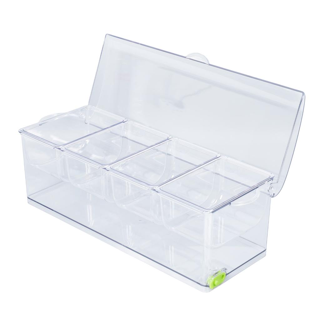 Ice Chilled Condiment Server Plastic Storage Cold Food Container Clear Sauce Caddy Serving Tray Container with Lid 4