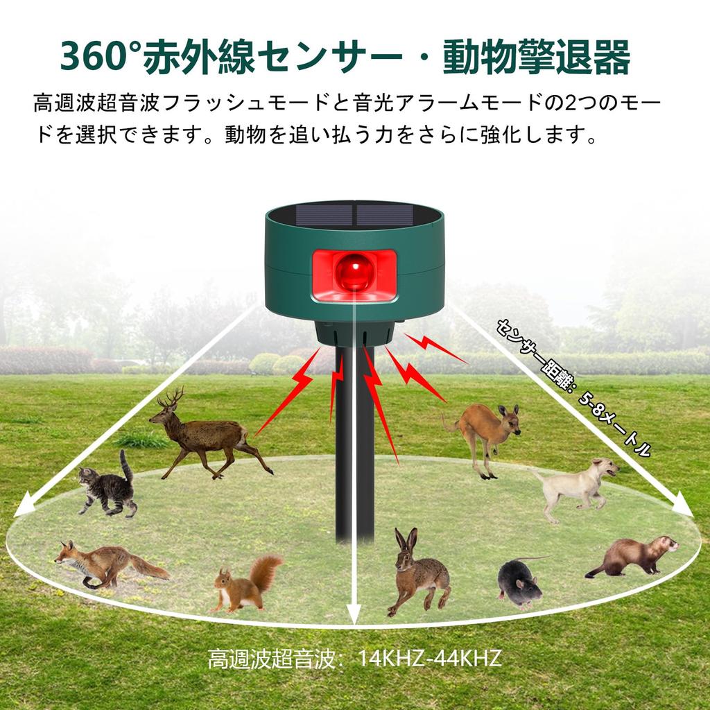DGRTDZ Animal Pest Control Ultrasonic 3 Infrared Red LED IP55 129dB 4 1200mAh Solar USB and Dog Stilt Type Repellent, Device, High-Frequency
