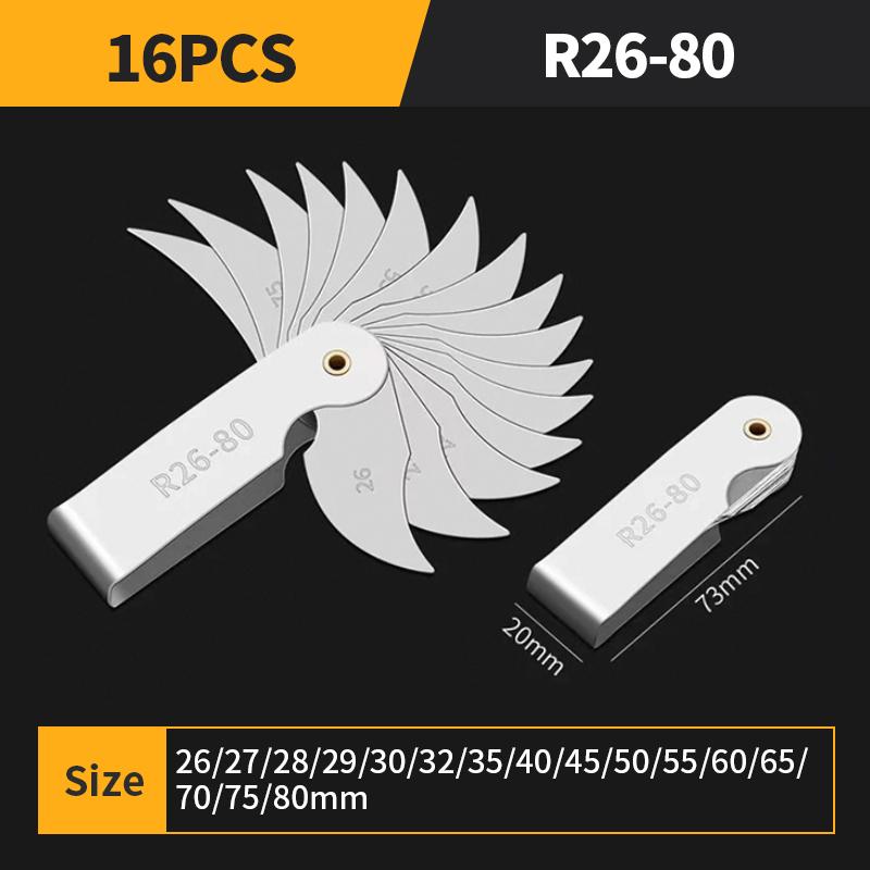 

Радиусный шаблон R калибр R1-6,5 7-14,5 15-25 26-80 радиусный калибр пластина калибр для галтелей Внешний Внутренний Вогнутый Выпуклый Измерительный инструмент