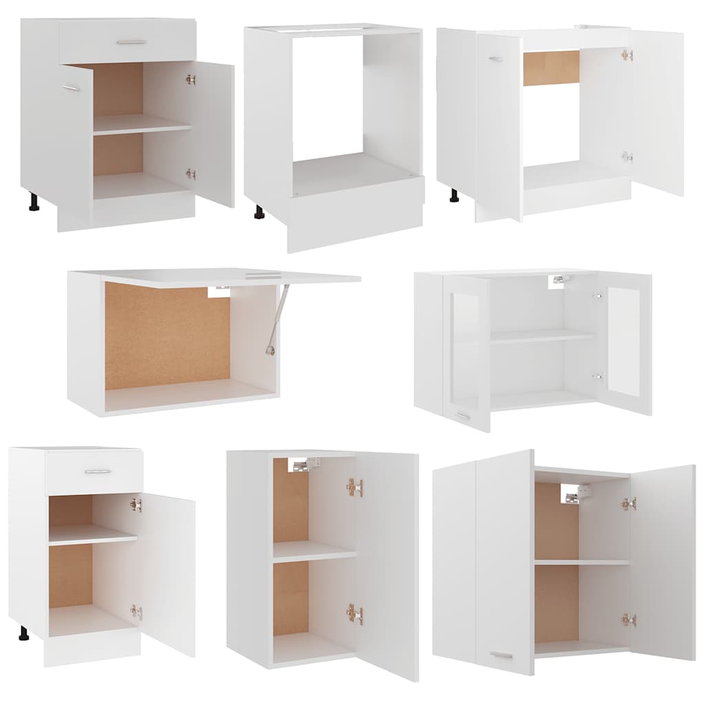 8 Piece Kitchen Set Lyon White Particleboard