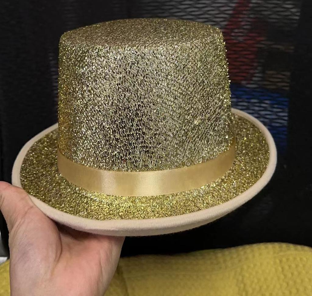 High hat retro British gentleman jazz hat magician hat show sequined hat rain high hat non-woven