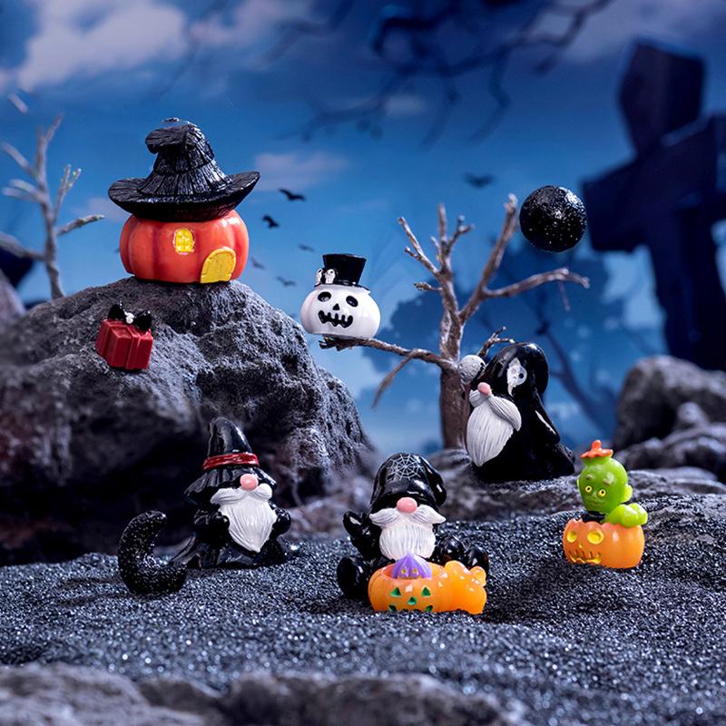 1Pc Wizard Ghost Pumpkin House Figurines Resin Ornaments Halloween Decorations Micro Landscape Ornament Diy Desktop Decor