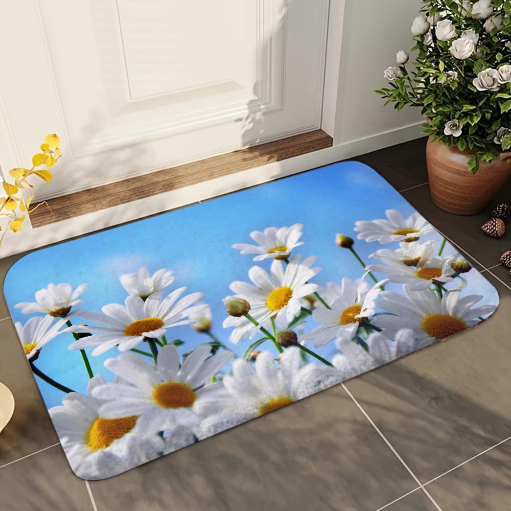 1pc Ins Flower Bathroom Absorbent Mats Anti-Slip Mats Home Decor Supplies Carpets Home Kitchen Floor Mats