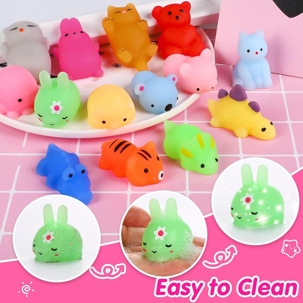 40 Pcs Mochi Squishy Toys Kids Party Favors Mini Soft Kawaii Mochi Animal Soft Mini Squeeze Stress Relief Toys for Kids Adults