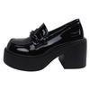 Japanese jk platform thick heel black one-pedal loafers French retro high heels women's 2025 autumn new models