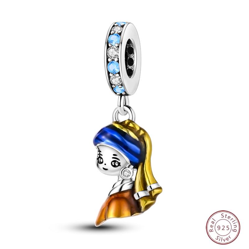 Copper Beaded Pendant Blue Shiny Zircon Suitable Original 3Mm Bracelet Women Fine Jewelry