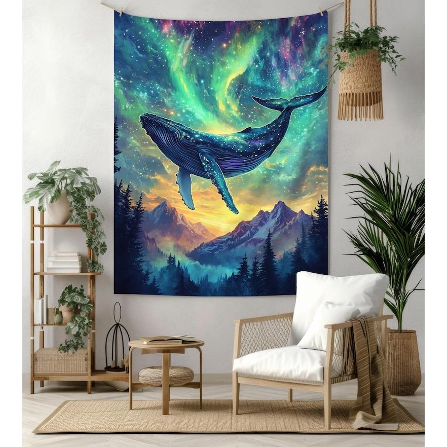 Aurora Whale tapestry 75x100 чёрный