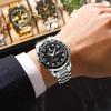 POEDAGAR Fashion Luxury Man Clock Waterproof Luminous Date Week Wristwatch Stainless Steel Quartz Business Watches for Men