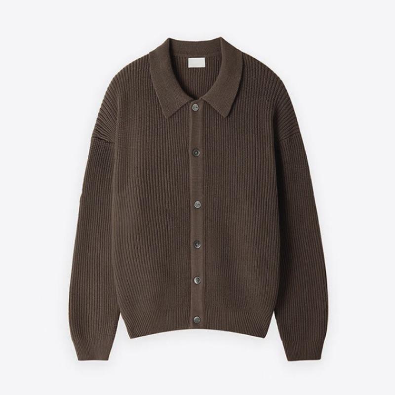 Men Spring Autumn Classic Lapel Knit Cardigan Loose Trendy Versatile Sweater Jacket