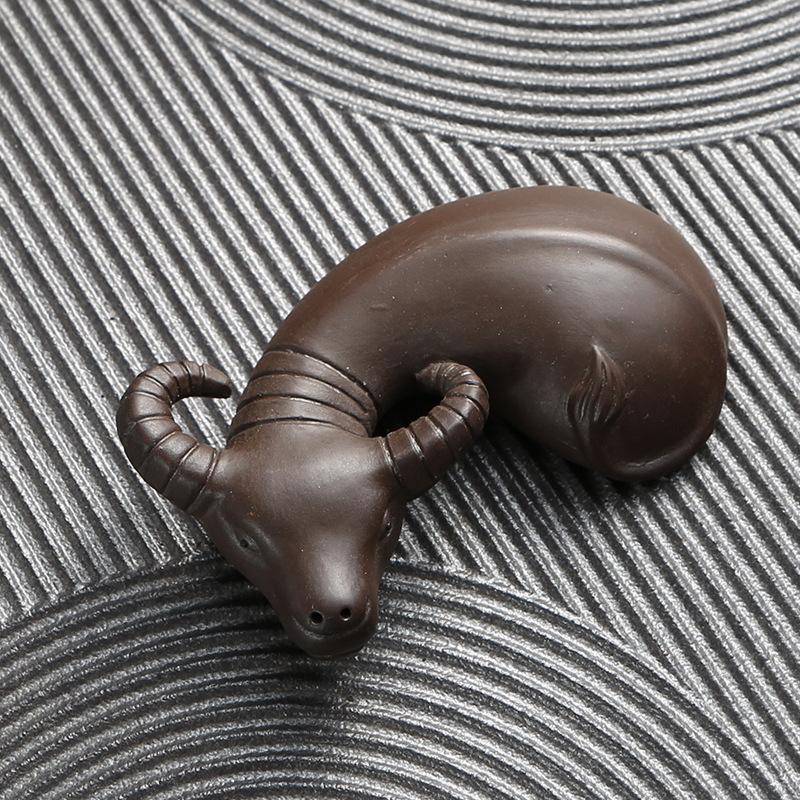 Purple Sand Tea Pet Bull Tea Play Lucky Ornament Boutique Handmade Sculpture Tea Tray Tea Props Can Be Raised