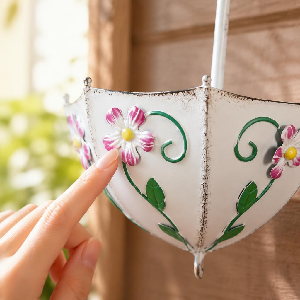 Umbrella Shape Wall Mounted Metal Plant Basket Decorative Iron Hanging Flower Pot for Indoor Outdoor Home Garden Wall Decoration