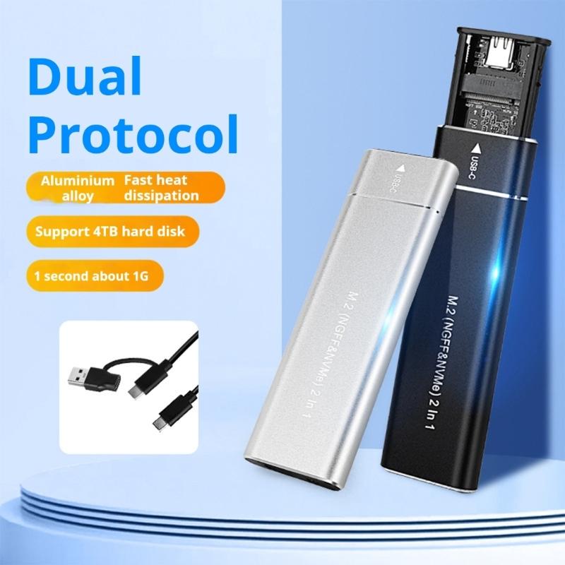 Aluminum M.2 Case Enclosure Adapter for NVMe Drives USB 3.1 Gen 2 10Gbps Transfer Speed Portable Enclosure Case
