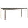 VidaXL Garden Table Glass Top Grey 190x90x75cm Woven Resin 365594