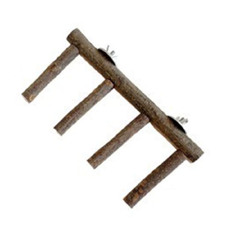 Bird Perch Ladder Wood Stand Cage Toy for Nail Grinding, Chewing for Parakeets