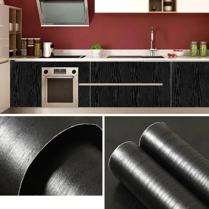 80cm/Wood Grain Vinyl Wallpaper Roll Waterproof Home Desktop Cabinet Door Furniture Renovation Stickers Peel Home Decorations