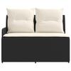 Garden Armchair Sofa with Corner Sofa 2 Pieces Black and Cream PE Rattan
