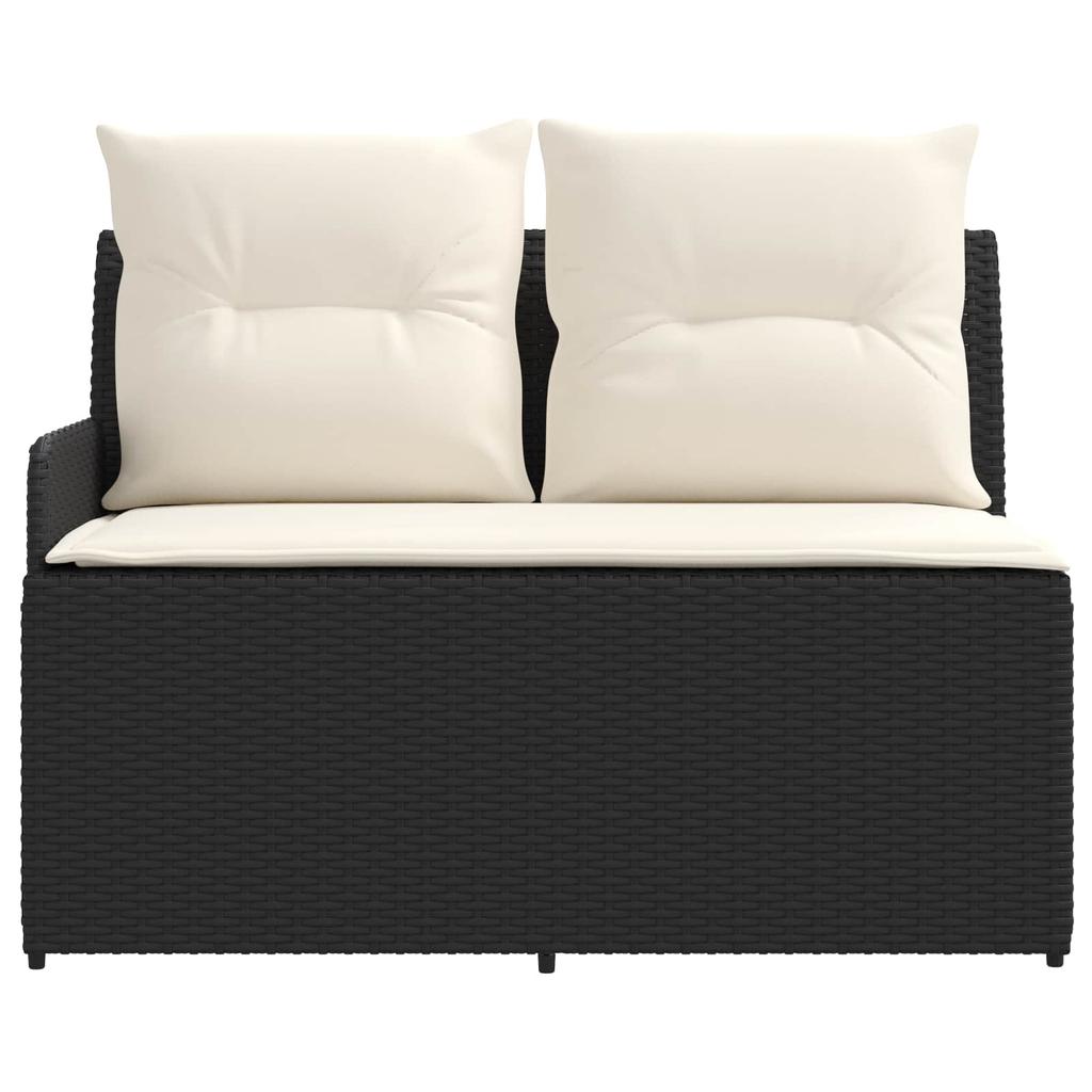 Garden Armchair Sofa with Corner Sofa 2 Pieces Black and Cream PE Rattan
